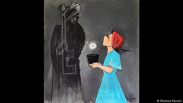 زن افغان که دغدغه‌های مردمش را بر دیوارها نقاشی می‌کند