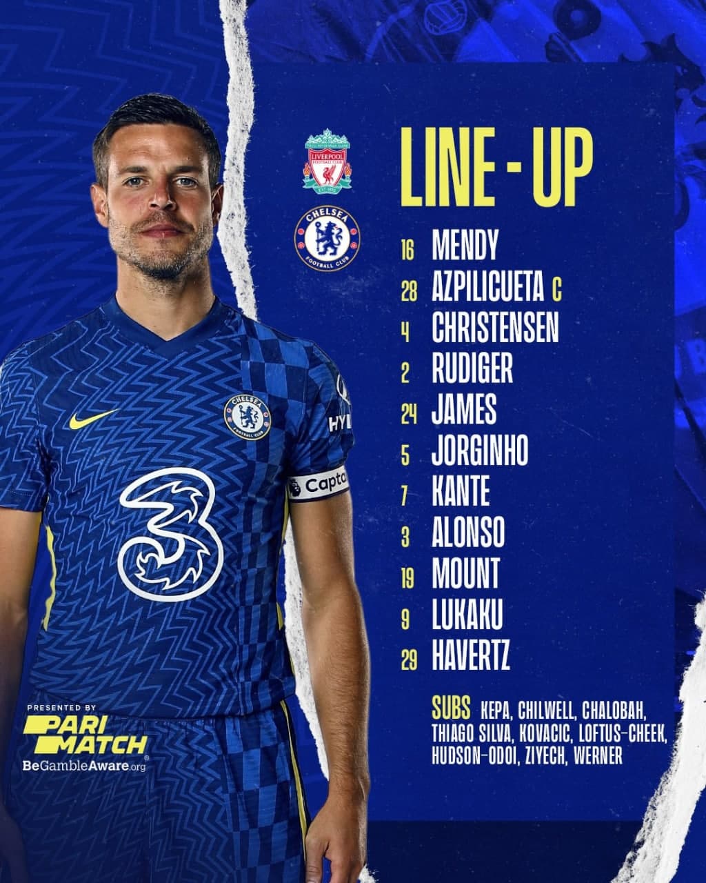 اعلام ترکیب اصلی چلسی مقابل لیورپول