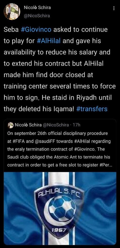 توئیت جدید خبرنگار مشهور ایتالیایی و جنجال حذف الهلال از لیگ قهرمانان آسیا