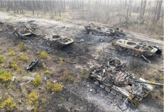 آثار برجای مانده از عقب‌نشینی نیروهای روسی از اطراف کی‌یف