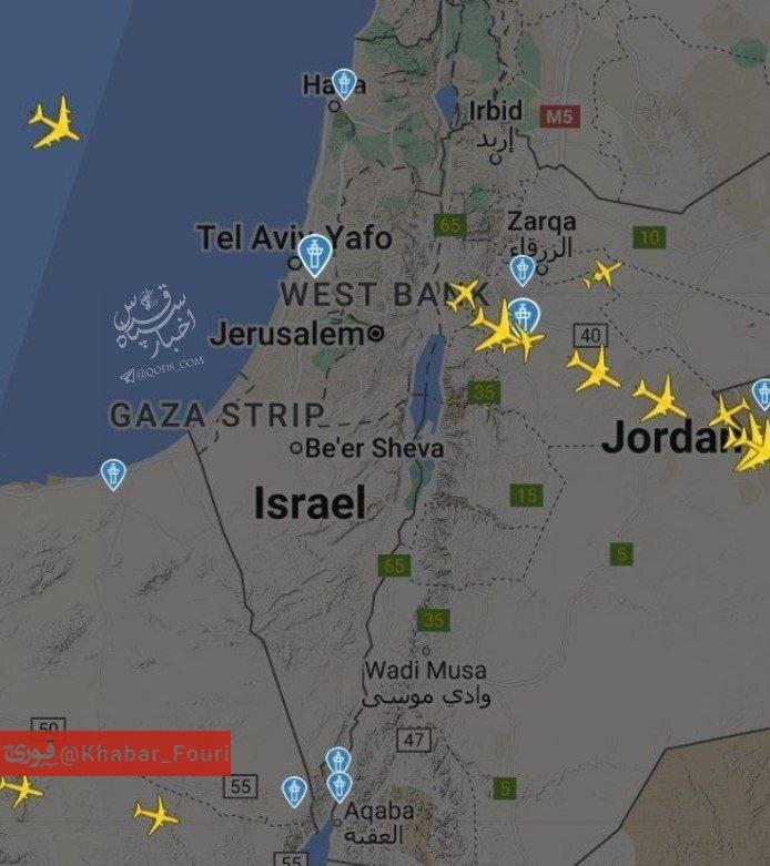 آسمان اسراییل هم‌اکنون؛ کلیر شدن از هرگونه هواپیما | نقشه