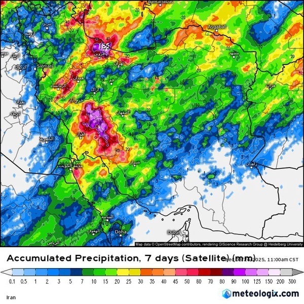 نقشه ایران با باران رنگین شد