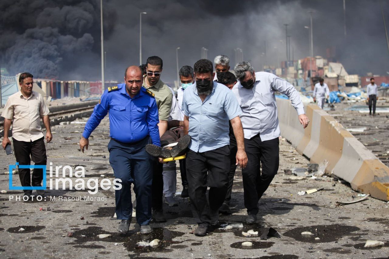 اولین تصاویر تلخ و دلخراش از نزدیک محل حادثه انفجار بزرگ بندرعباس