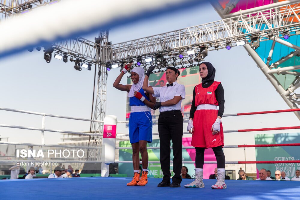 پوشش جالب رقیب دختر ایرانی در مسابقات بوکس ریاض (عکس)